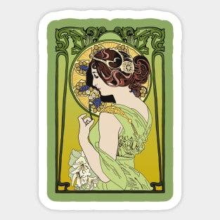 Pre-Raphaelite Girl 4 (green) Sticker